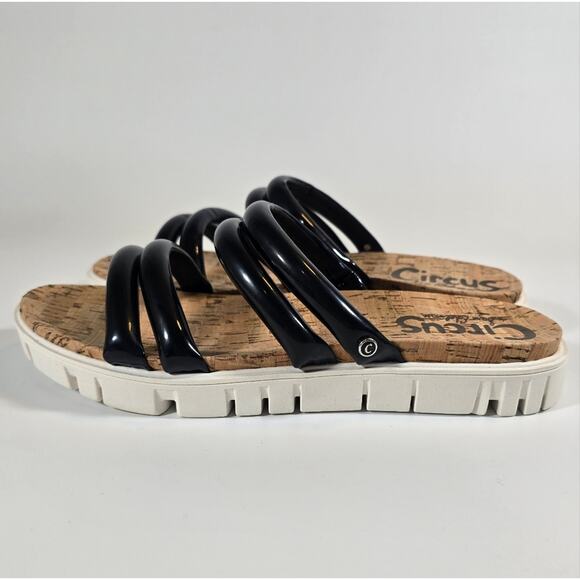 L Circus By Sam Edelman Narina Black Patent Strappy Sandals Size 7.5 Platform - Picture 6 of 9